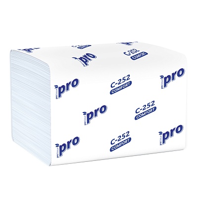 Салфетки бумажные диспенсерные 21х16см PRO Tissue 1 слойные, V сложение, N4, 200 шт. С252 (х1/20) [упаковка]